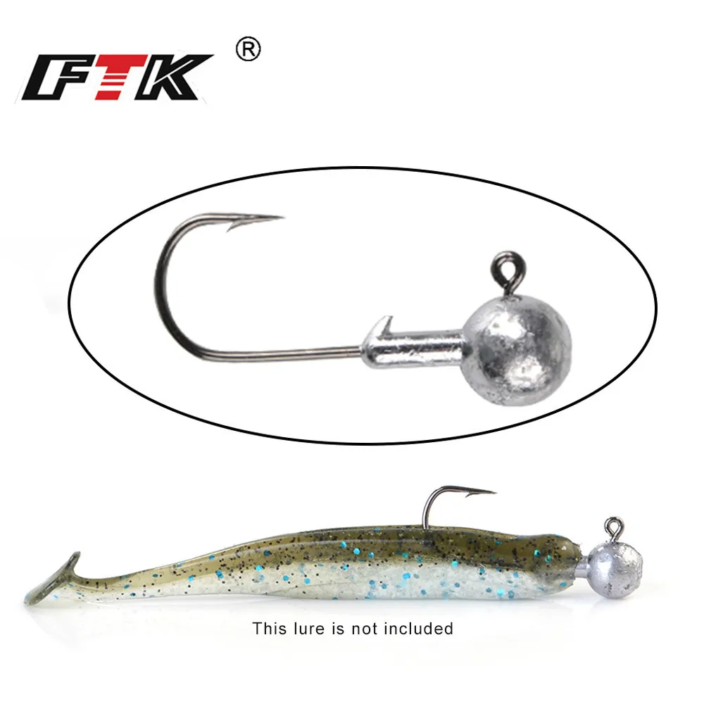 FTK 5-10 Uds cabezales de plantilla para pesca Jig Head señuelo suave aparejos de pesca gusano Jigging señuelo ganchos 1g 1,5g 2g 2,5g 3,5g 5g 7g 10 20g - imagen 5