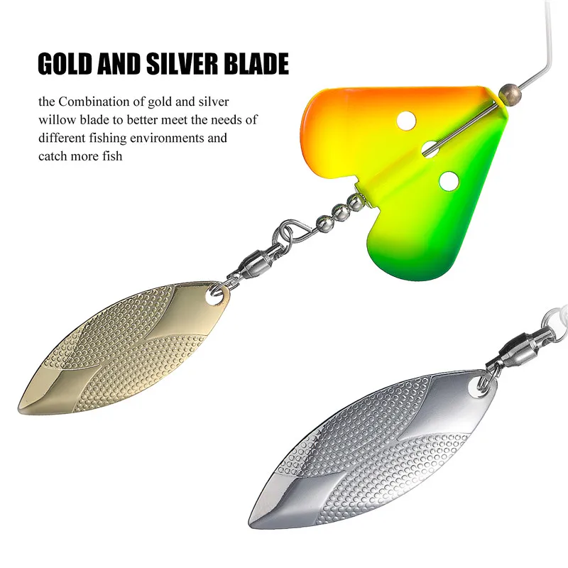 SUNMILE-señuelo de pesca con hoja de sauce y cuchillas giratorias, cebos giratorios para Lucio, señuelo de Metal, 14g - imagen 5