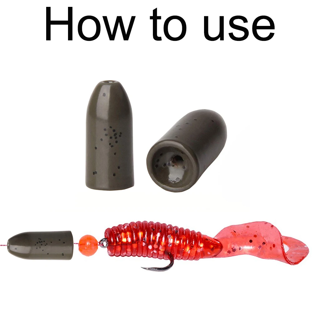 Plomos de pesca de bala de tungsteno puro, aparejos de pesca Texas Rigs, pesas de plomada, señuelo de gusano, 10 piezas - imagen 5