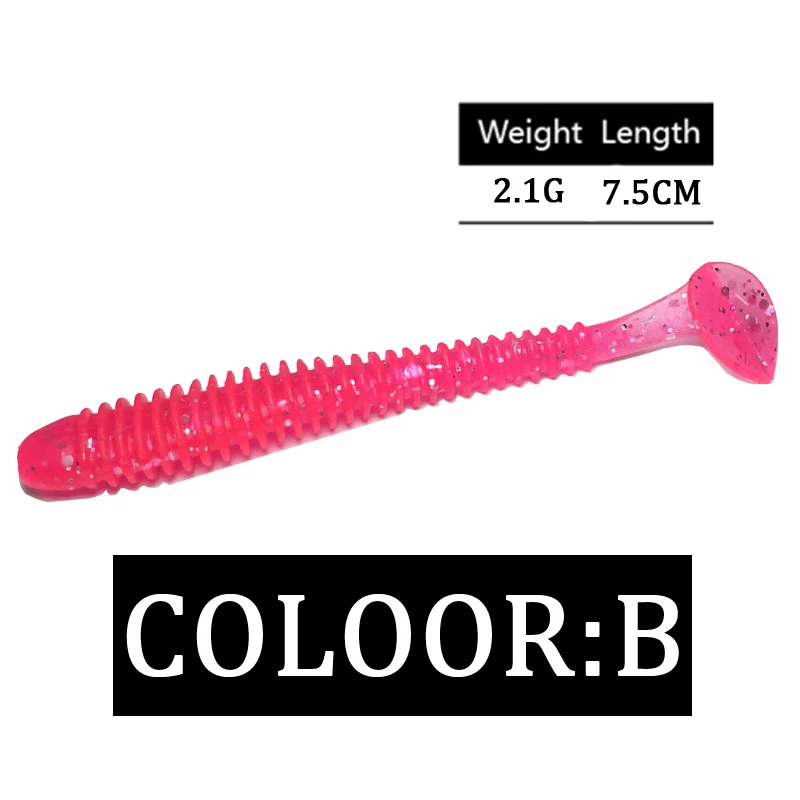 KMRESA-señuelo suave para pesca, anzuelos blandos de 7,5 cm/2,1g, 10 unids/lote, 10 colores - imagen 3