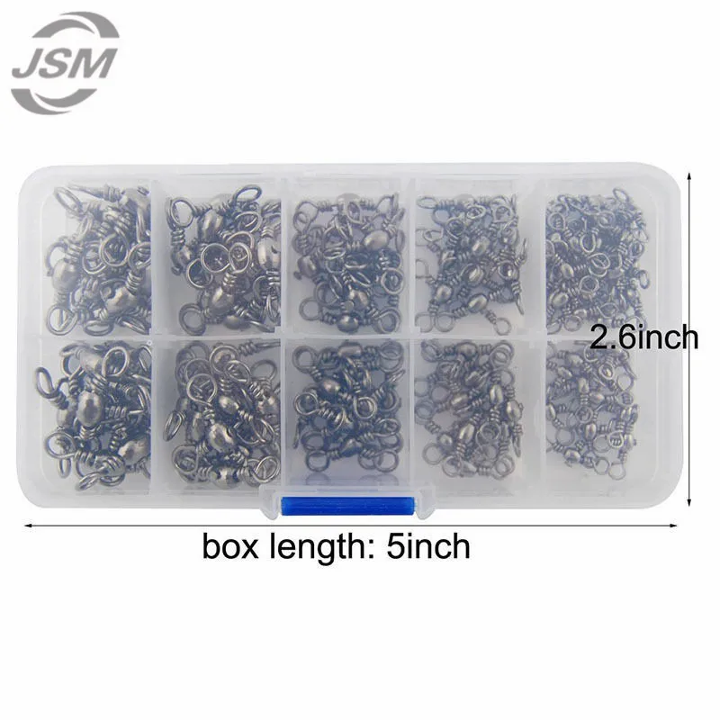 JSM-barril de pesca con línea cruzada, 120 piezas, giratorio, conjunto de eslabones con caja, tamaño 2 4 6 8 10 - imagen 2