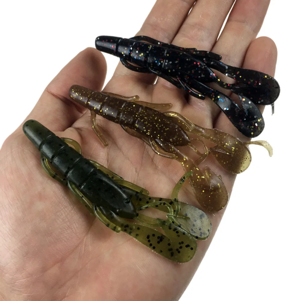 Señuelos de pesca de silicona, 6 uds., 6g, 95mm, camarones artificiales, cangrejos, cebos para craw, trucha, lubina, Lucio, pesca, señuelo suave de plástico - imagen 2