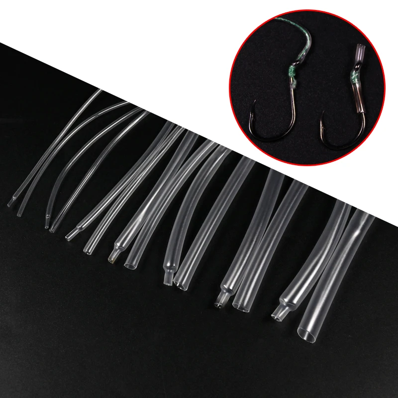 Wifreo-tubo retráctil de pesca de carpa transparente, tubos termorretráctiles, Material de aparejo de cubierta de línea de vástago de gancho, 0,8mm, 1mm, 2mm, 6cm, 40 Uds. - imagen 3