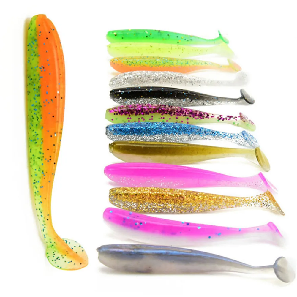 Señuelos de Pesca Wobblers de 70mm y 1,8g, cebos blandos de silicona delineador fácil, plantilla Swimbait, cebo blando de doble color, 5 unids/lote - imagen 2