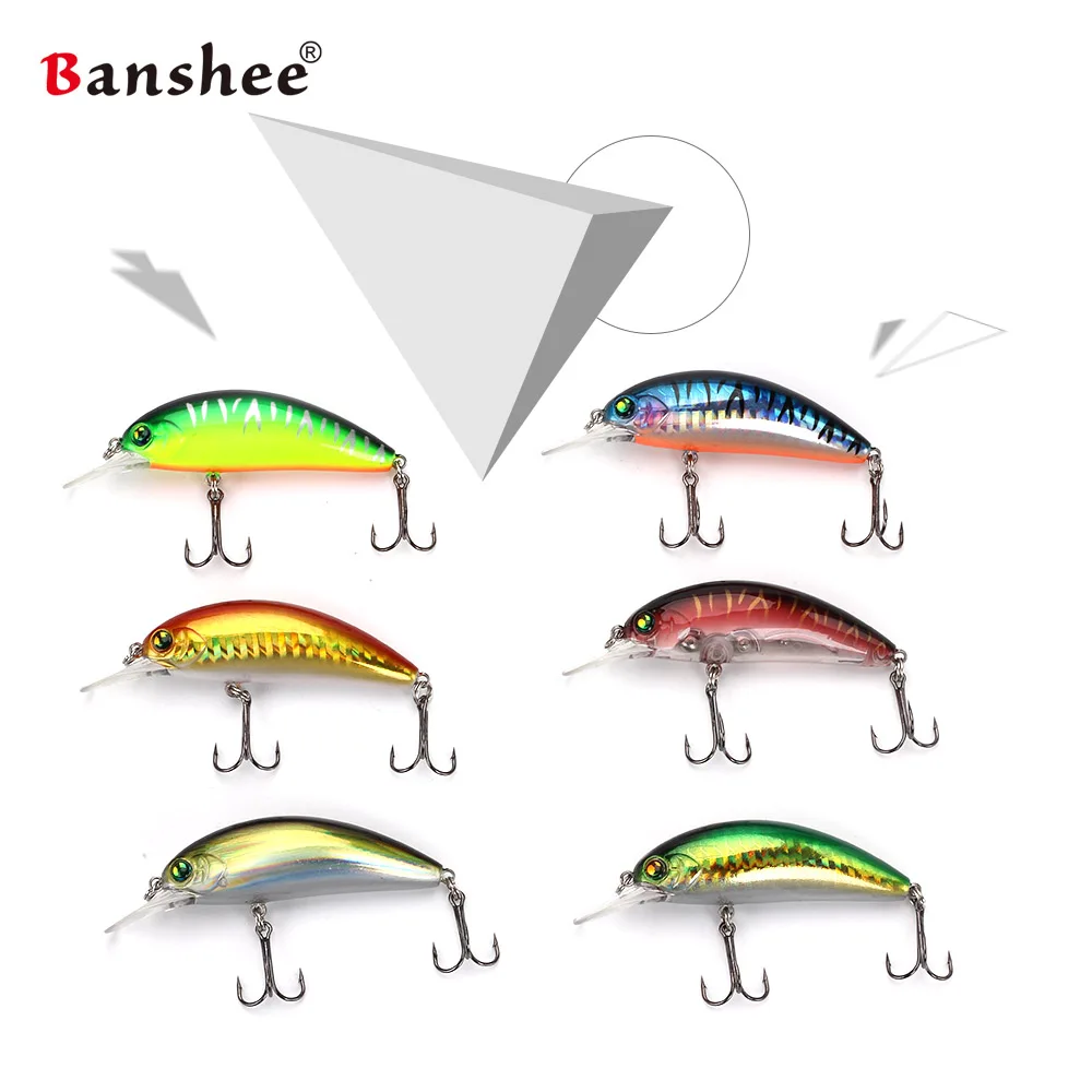 Banshee-señuelo de pesca flotante de lubina, cebo duro Artificial, 65mm, 10g, GO-CM003, Wobbler, para buceo poco profundo, 6 unids/lote - imagen 4