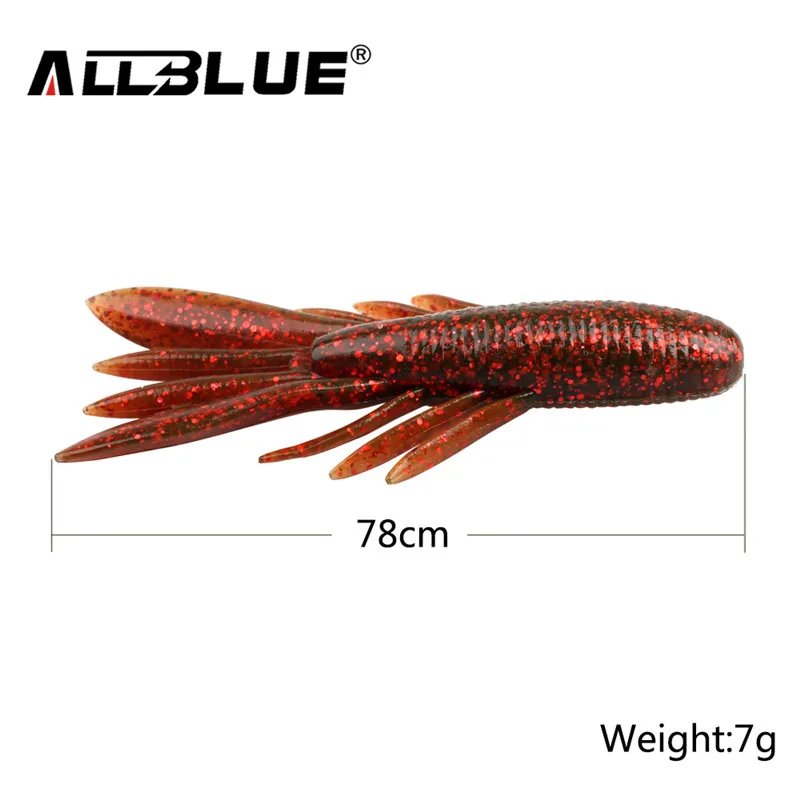 ALLBLUE-cebos personalizados para pesca, pesca de camarón señuelo suave para, lubina, equipo de pesca, 6 unids/lote - imagen 3