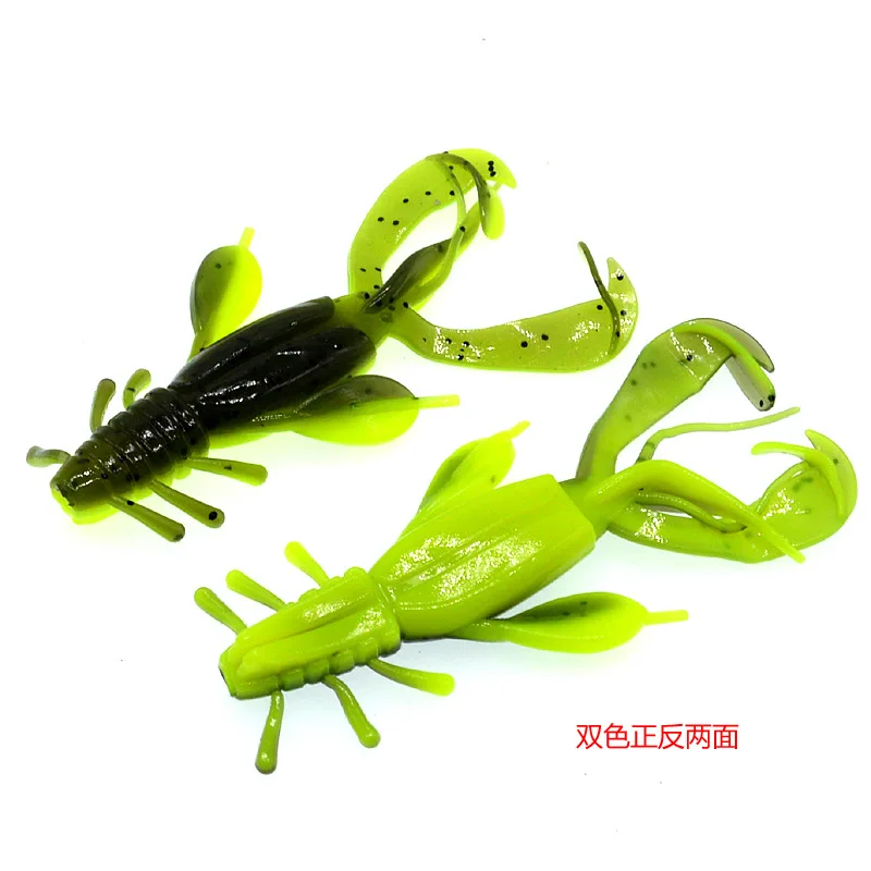 Señuelos de pesca de doble Color, cebo suave de camarón alienígena, gusano, cola de hoz única, señuelo Artificial, 10cm/10,5g, lote de 4 piezas en oferta - imagen 4