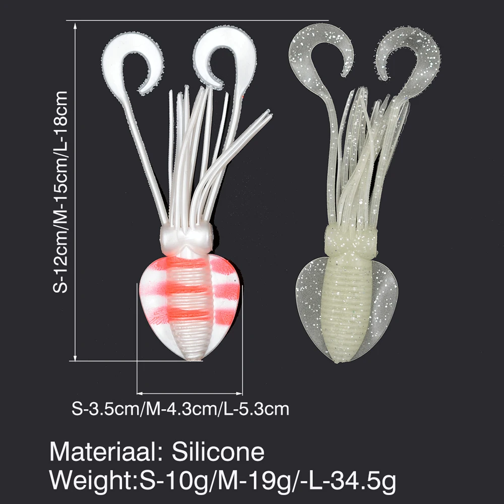 MNFT 12 cm/15 cm/18 cm UV calamar Jig pesca atún señuelos pesca en el mar Wobbler señuelo de silicona pulpo Calamar cebo suave - imagen 2