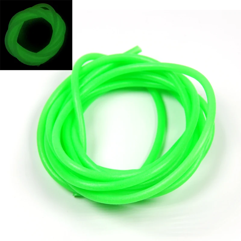 Bimoo-tubo luminoso de silicona suave para aparejo de agua salada, Material de goma suave, color verde oscuro, 2m/bolsa, 3mm - imagen 5