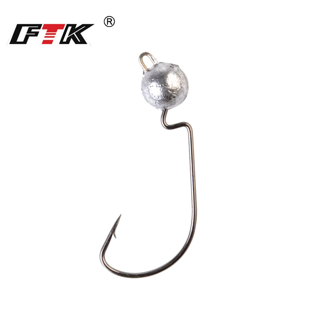 FTK 5-8 Uds anzuelos de pesca de gusano suave 3,5g 5g 7g 10g anzuelo de señuelo con cabeza de anzuelo accesorios de anzuelos con manivela de acero rico en carbono - imagen 3