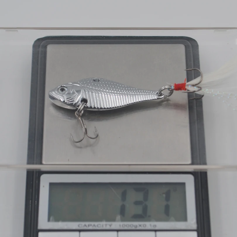 MNFT 10 unids/bolsa 13g Spinner Artificial aleación de Zinc señuelo de pesca duro Jigging pluma anzuelos triples cebo Spinnerbait de Metal - imagen 5