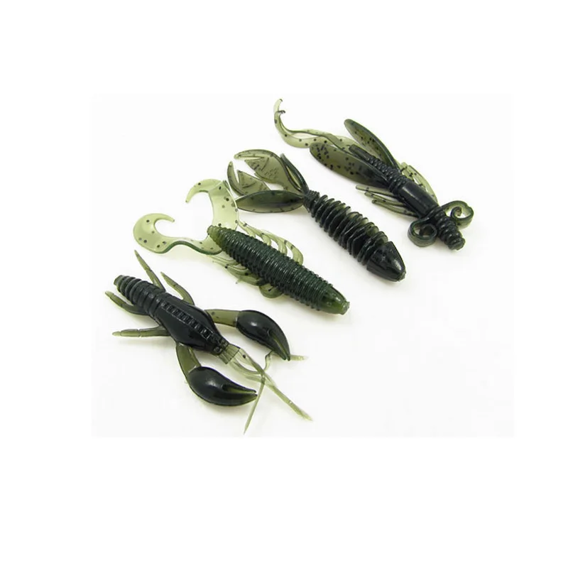 Señuelo de pesca suave, cebo de gusano alienígena, camarón, larva para atrapar lubinas, colas de media luna, señuelos artificiales, lote de 4 piezas, venta - imagen 3