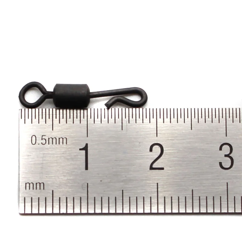 Eslabones de cambio rápido para pesca de carpa, pieza de cuerpo largo en forma de Q, Color negro mate, tamaño 8, 100 unidades - imagen 3