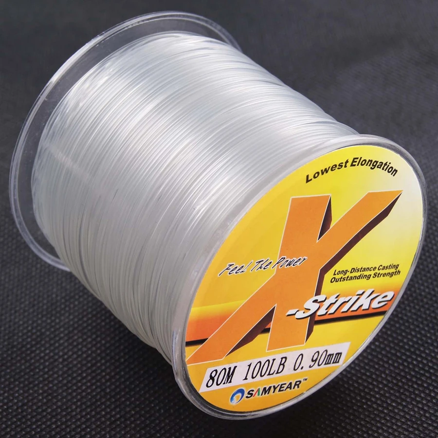 Cuerda de nailon transparente para pesca de carpa, hilo de monofilamento, 80m, 100lb, 0,90mm - imagen 2