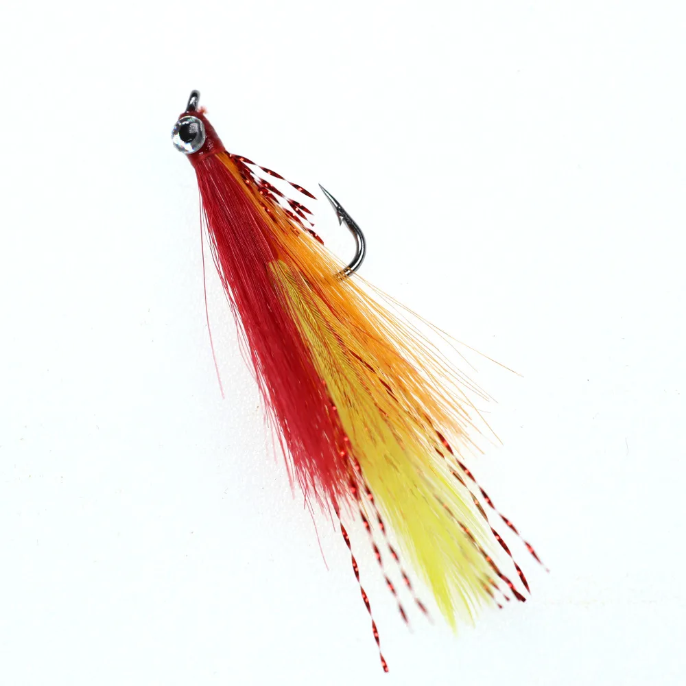 Bimoo-señuelo de pesca Artificial, cebo de pesca con mosca, trucha, color naranja y rojo, #6, 4 Uds. - imagen 3