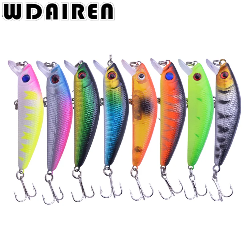 Señuelo de Pesca de pececillo láser, Wobbler flotante, 70mm, 7,5g, cebo duro ariticial, ojos 3D, cebos de plástico, Crankbait, Isca WD-20, 1 ud. - imagen 2
