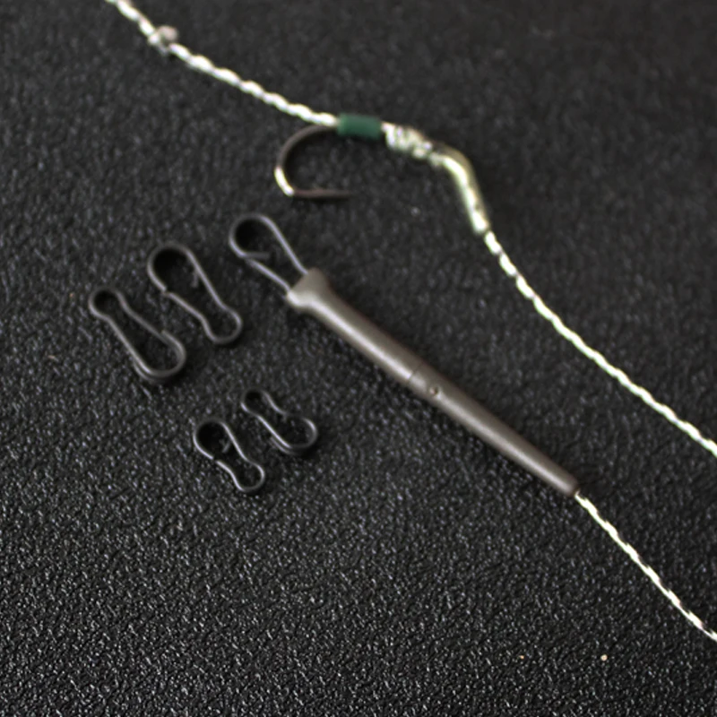 30 unids/lote pesca de carpa multi clips conector de cambio rápido negro mate fácil enlace giratorios terminal a presión aparejos giratorios - imagen 2