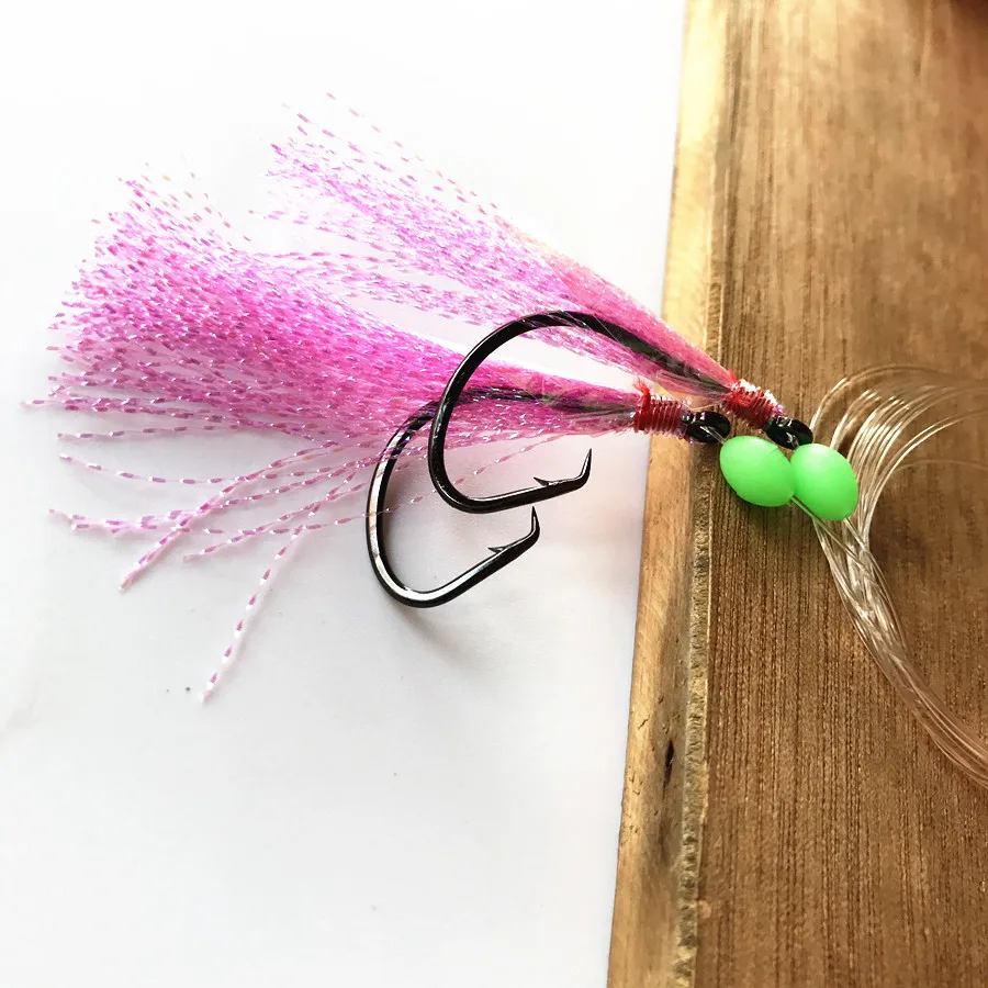 Aparejos de pesca en el mar, cebos sabiki para salmón, arenque, caballa, anzuelos grandes, trucha, 5 bolsas, 5/0, 5 colores - imagen 3