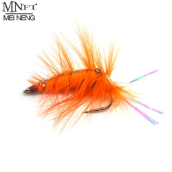 MNFT Cebo artificial camarón naranja Flashabou arcoíris – Mosca trucha