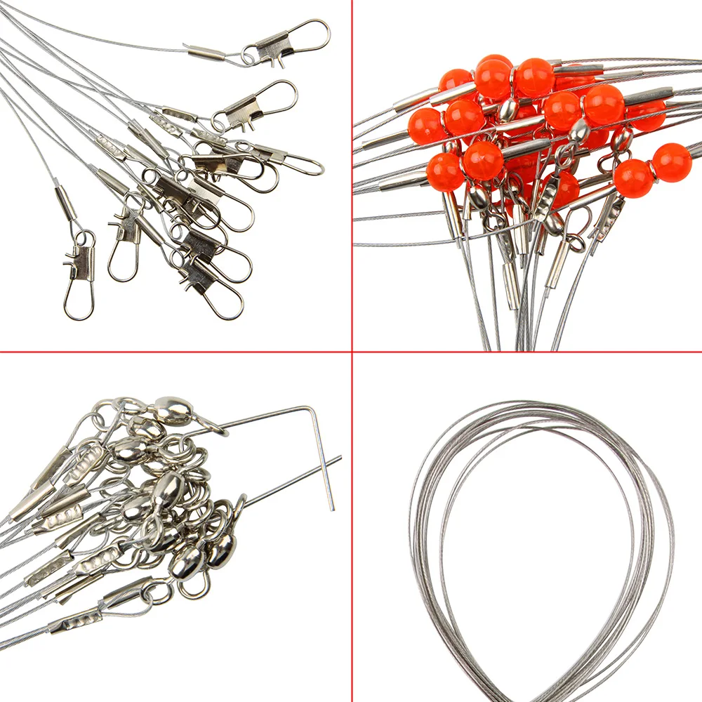Hyaena-Alambre de pesca de acero inoxidable, guía de línea de alambre de pesca con 2 broches giratorios de brazo, herramienta de aparejos de pesca, 24 unids/lote