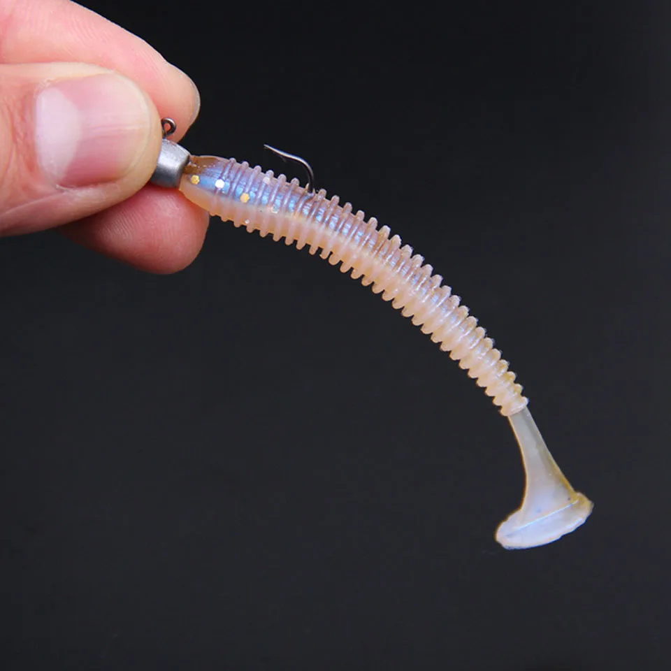 WALK FISH-anzuelos de gusano suave, anzuelos de 3g y 27mm, para Pesca en hielo, en balsa, con cabeza de plomo, 10 unids/lote - imagen 5