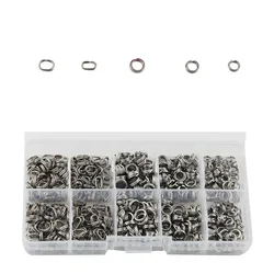 Hyaena-Señuelos de Pesca de acero inoxidable, anillos divididos ovalados redondos para pesca, caja de anillos giratorios a presión, 200 unids/set por juego