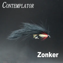 CONTEMPLADOR 4 piezas 10 #   Black Zonker-señuelos pequeños para pesca con mosca, trucha, Lucio, cebos de pesca de imitación de pececillo/lirios de sanguijuela