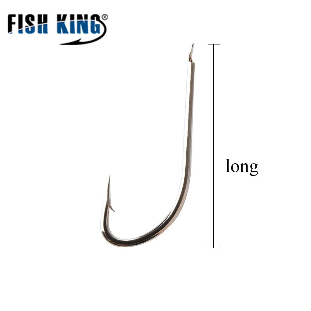 FISH KING-señuelo de Pesca de acero de alto carbono, 10 piezas, anzuelos planos, accesorios de Pesca de carpa, juego de anzuelos, cabeza de plantilla - imagen 3