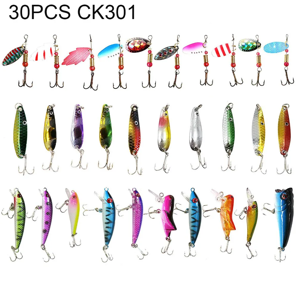 Señuelos de Pesca de fácil captura, Kit de cebos giratorios de plástico, variedad de pececillos, cebo giratorio, señuelo de cuchara de metal para herramientas de pesca - imagen 2