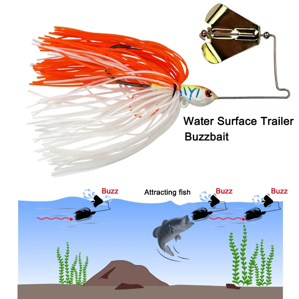 1 Uds 12,8g Buzzbait cebo de alambre de pesca Spinner cuchara Wobbler Metal Spinnerbait Topwater Chatter cebo faldas señuelo para Lucio - imagen 2
