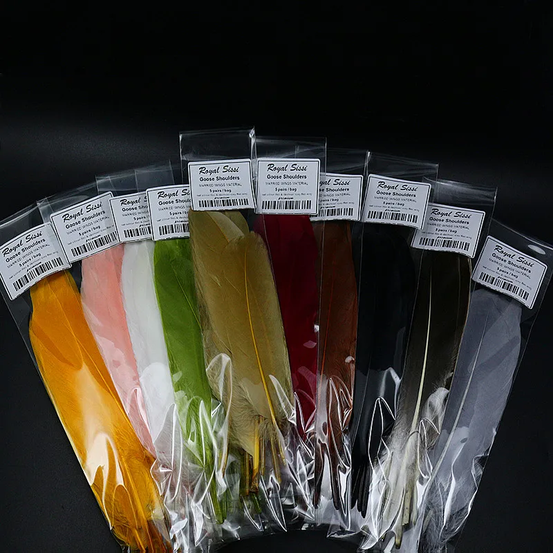 Royal Sissi-plumas húmedas de ganso para atar moscas, materiales de atado de alas casadas, Cabeza de Acero de salmón, colores surtidos, 50 unidades - imagen 2