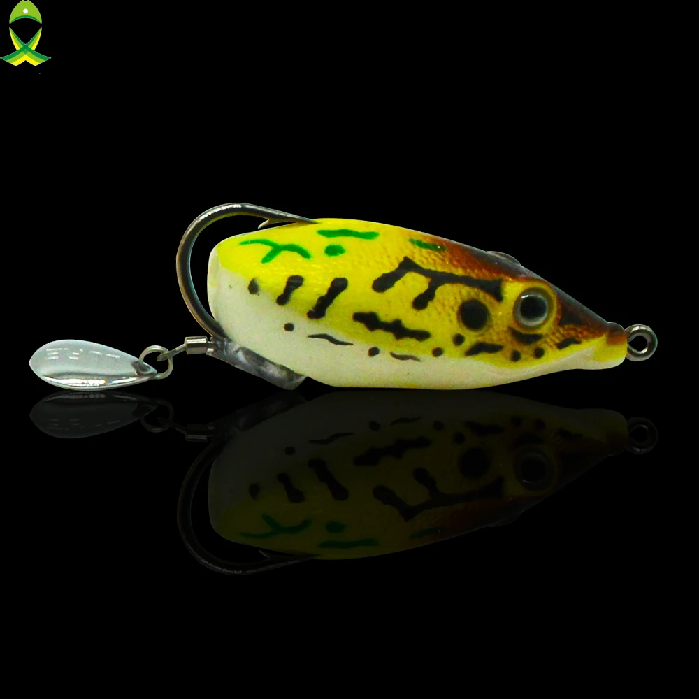 JSM-señuelo de pesca de rana, anzuelos individuales, rana de Rayo de agua superior, pececillo Artificial, manivela, cebo suave Artificial fuerte, 4 unids/lote - imagen 4