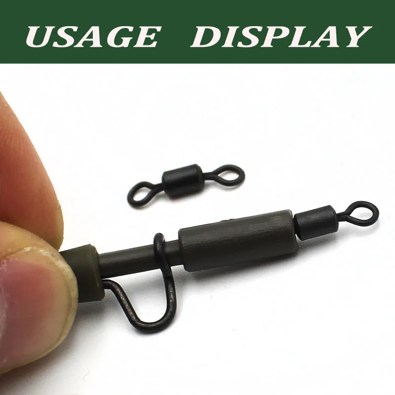 100 Uds. Micro aparejo de pesca de carpa giratorios para d-rig Chod y aparejos rígidos con bisagras Reino Unido 8 11 20 accesorio de Terminal de pesca negro mate - imagen 4