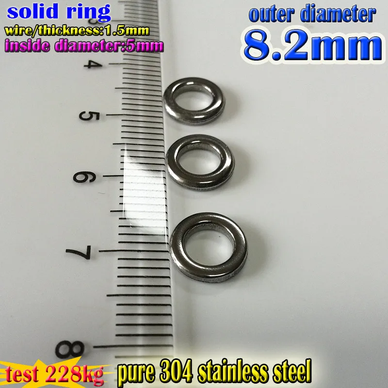 Anillos sólidos de pesca 2019, accesorios de pesca, alambre de 1,5x5mm x 8,2mm, cantidad: 30 unids/lote, anillo de jigging de acero inoxidable 304