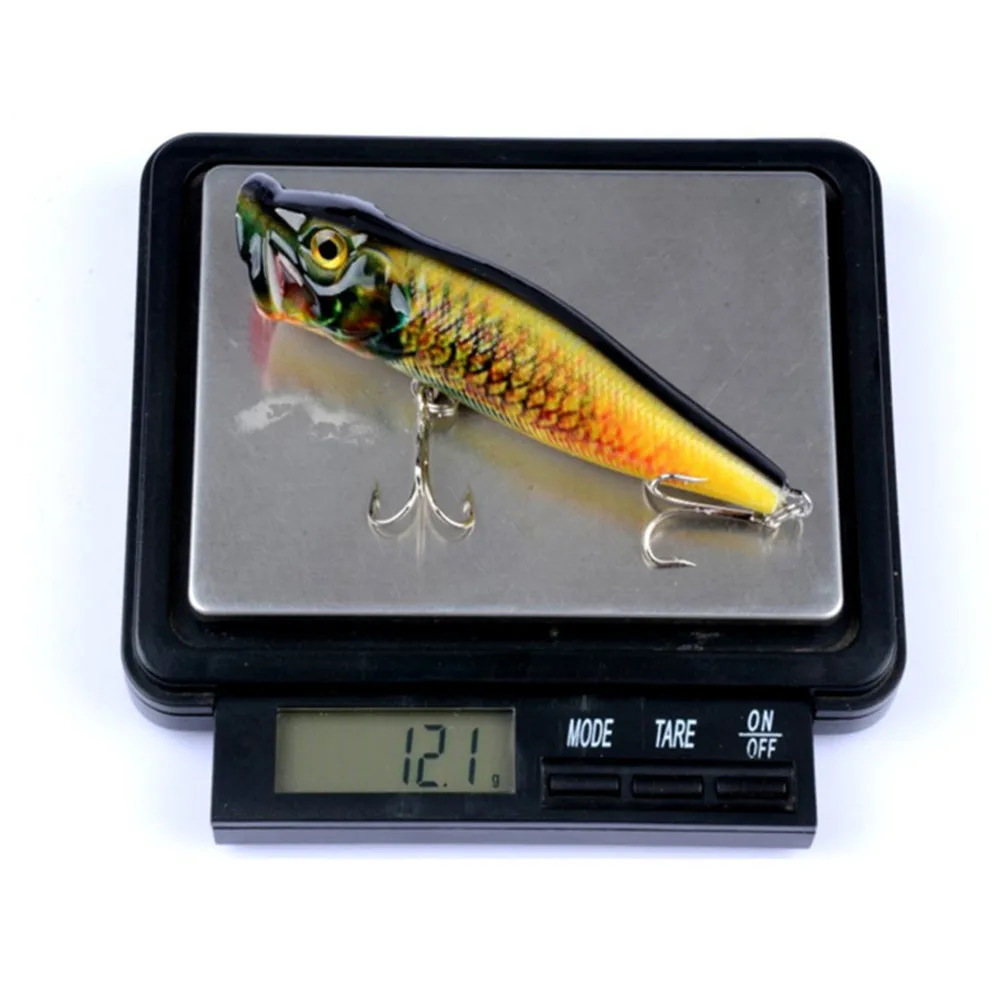 Señuelos de Pesca Topwater Popper, cebo duro de pesca Artificial, Wobblers, aparejos de pesca de plástico con anzuelos triples, 95mm, 12g, 1 ud. - imagen 5