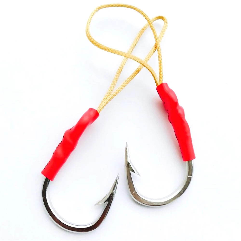 50 unids/pack anzuelo de Pesca anzuelos de Jigging de acero inoxidable gancho individual de agua salada anzuelo de línea trenzada accesorios de Pesca de mar - imagen 2