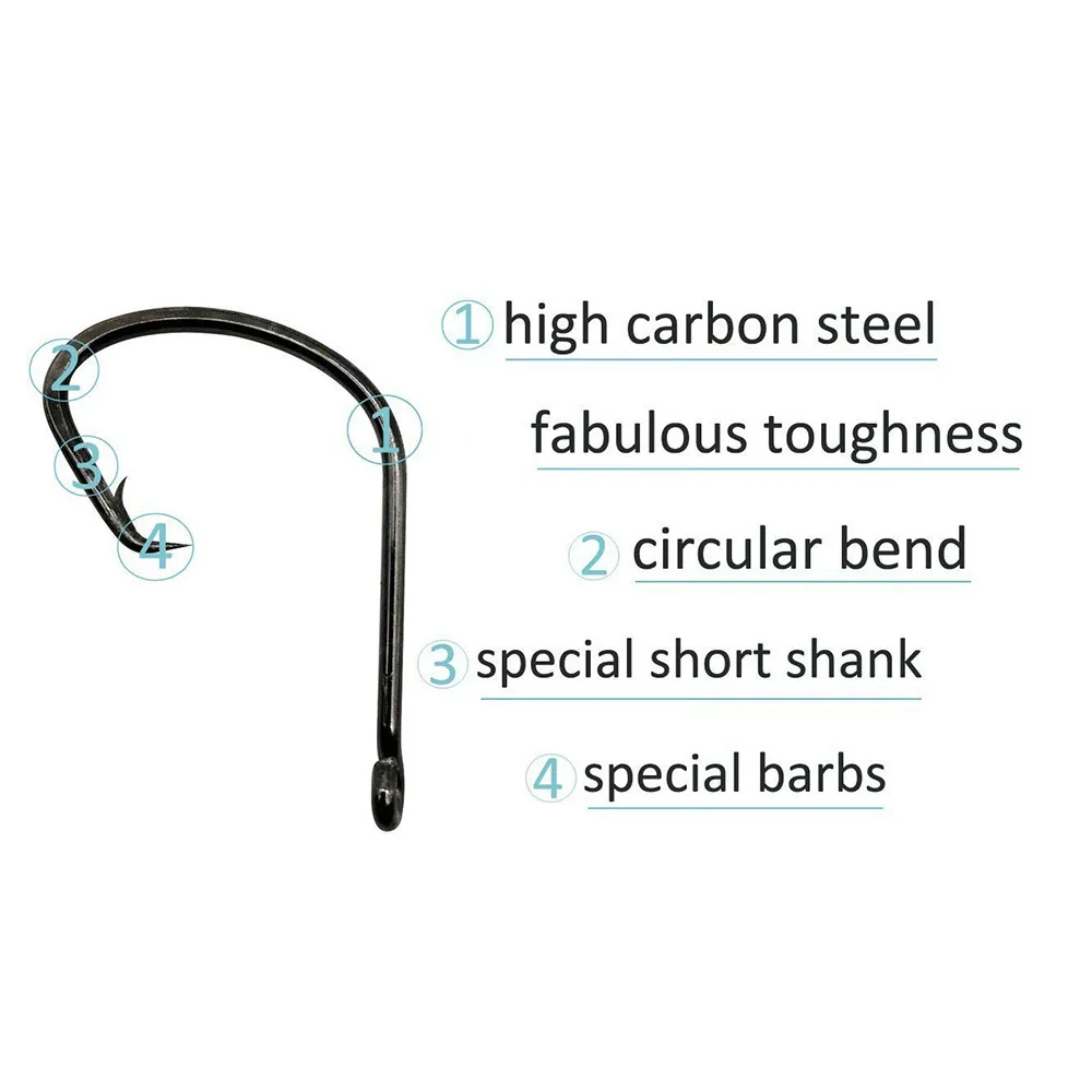 Hyaena 150 unids/lote anzuelos circulares deportivos de espacio ancho acero alto en carbono pulpo Offset aparejos de pesca de agua salada anzuelo - imagen 5