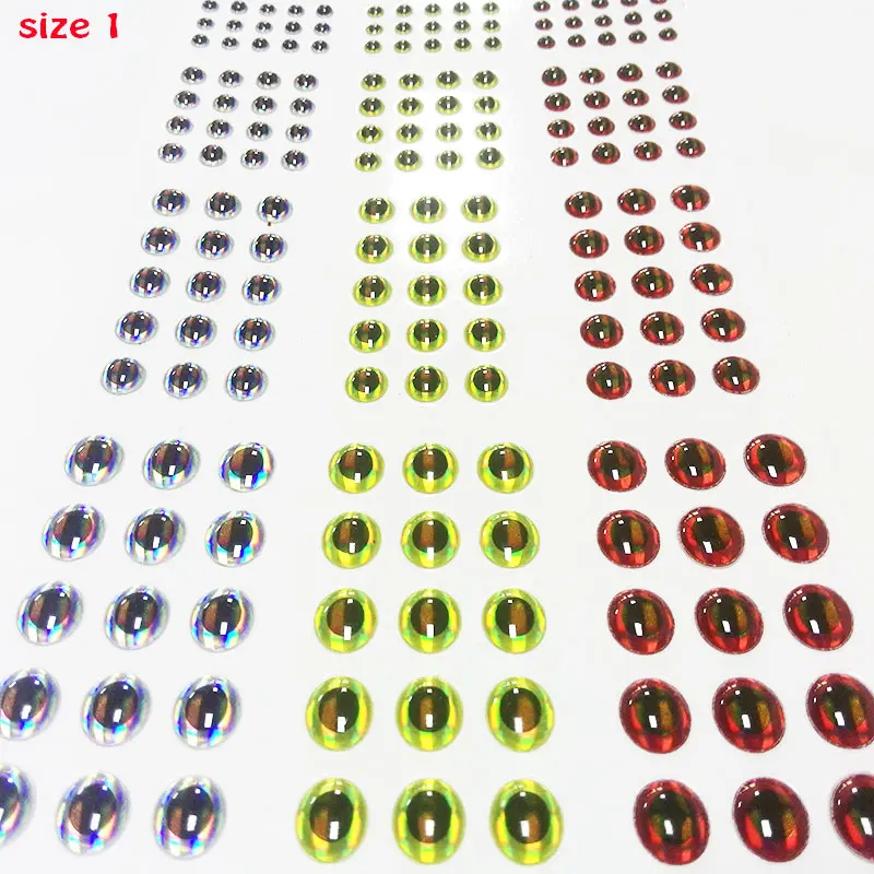 2014 ojos de pez calientes ojos de señuelo de pesca 3D mezclan más colores tamaño 3mm-6mm cantidad de ojos de pez mosca: 4 papeles en total 732 unids/lote - imagen 5