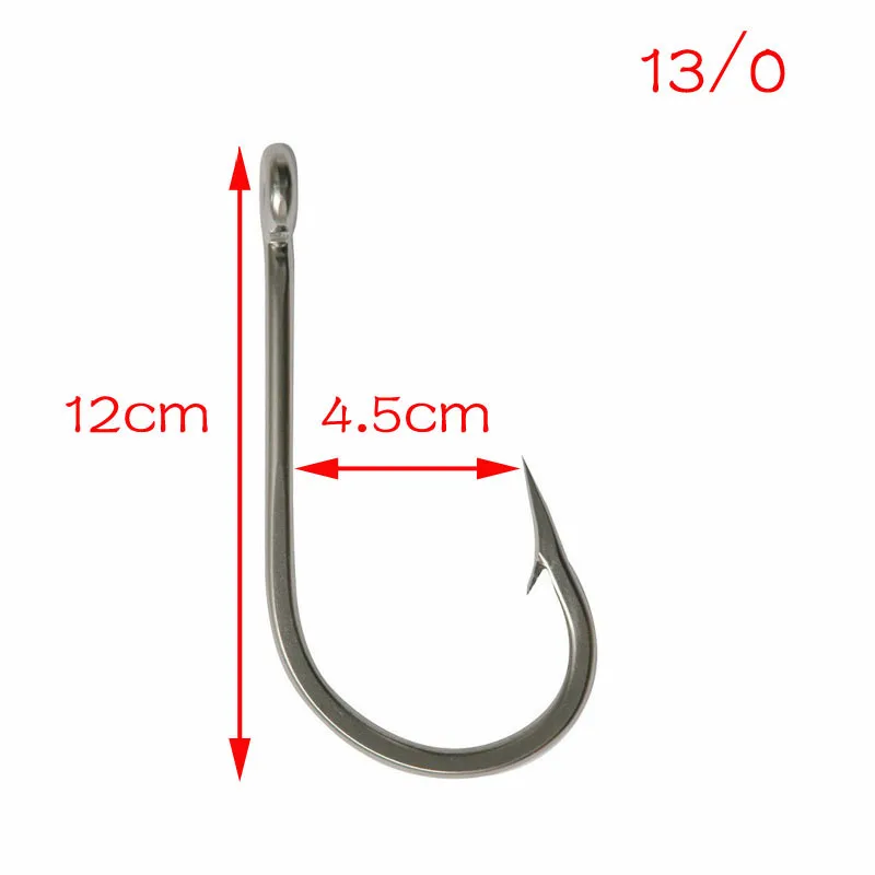 JSM-anzuelos de pesca ultrafuertes de acero inoxidable, 2 unids/lote, aparejos de pesca con púas para barco oceánico, tamaño 7691, 12/0, 13/0 - imagen 3