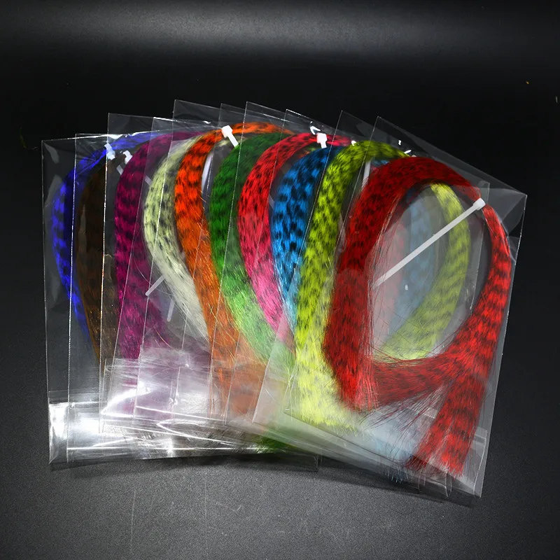 Tiras de pelo sintético para moscas, fibra de pececillos, color negro, 10 colores surtidos, 10 paquetes - imagen 5