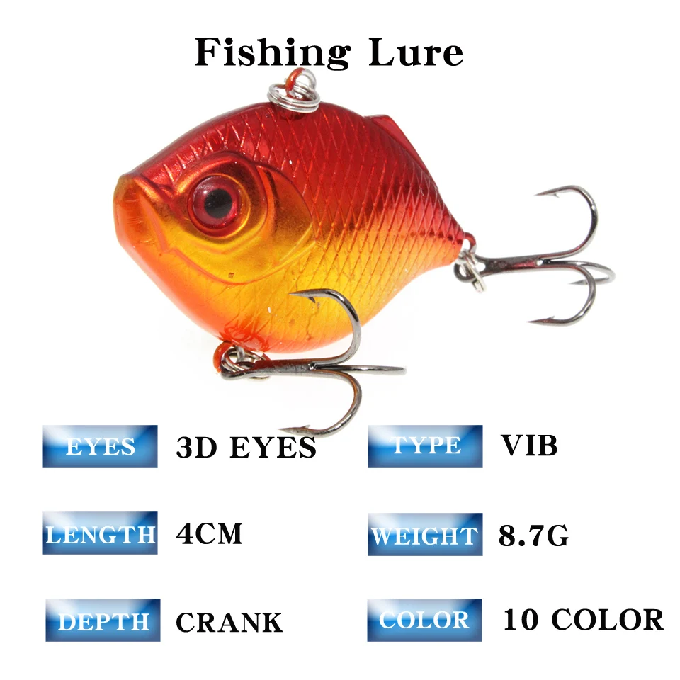 LEOSPORT-Señuelos de Pesca de calidad profesional, cebos Crankbaits VIB, 4CM, 2018G, Tamaño 7, bamboleantes, 10 colores disponibles, 8,5 - imagen 2