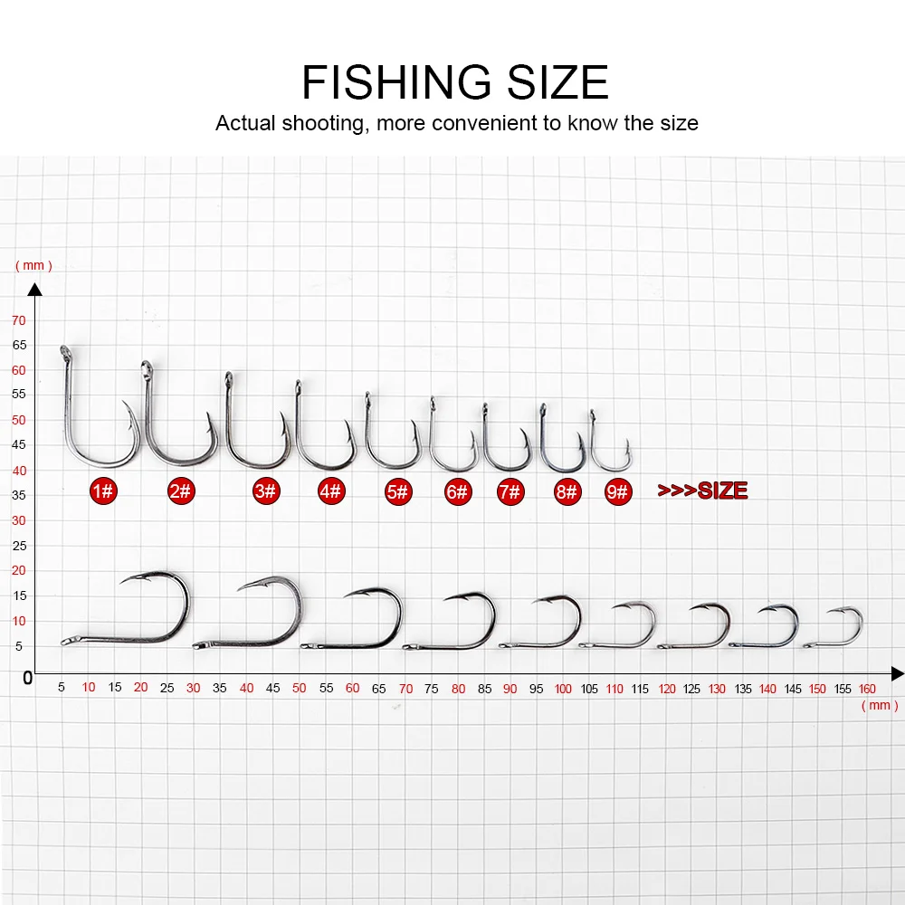 NGB 10-50PCS Anzuelo de pesca de acero rico en carbono ISEAMA 1 # -10 #   Anzuelo de carpa con ojo, anzuelo individual con púas, accesorios de pesca