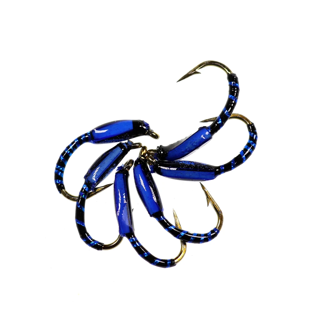 Bimoo-señuelo de pesca de trucha con mosca, zumbador de Midge epoxi de varios colores, ninfa, rojo, naranja, azul, verde, azul, Hegene Flie, 6 uds., #12 - imagen 5