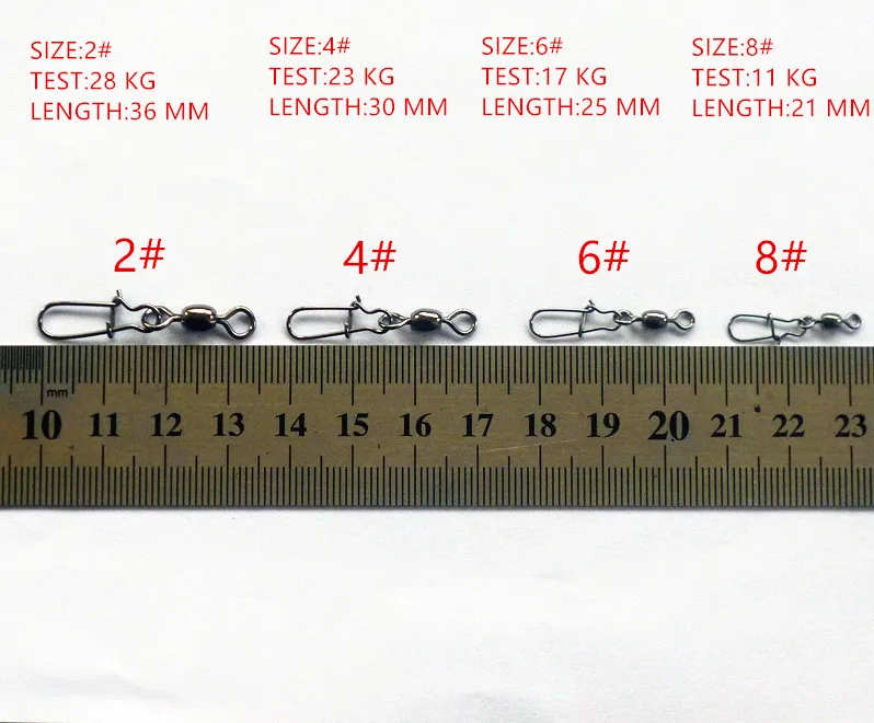 Caja de aparejos de pesca giratorios de acero inoxidable, caja de pesca con broche de diamante, tamaño 0-8 #7-35kg, 30 piezas - imagen 2