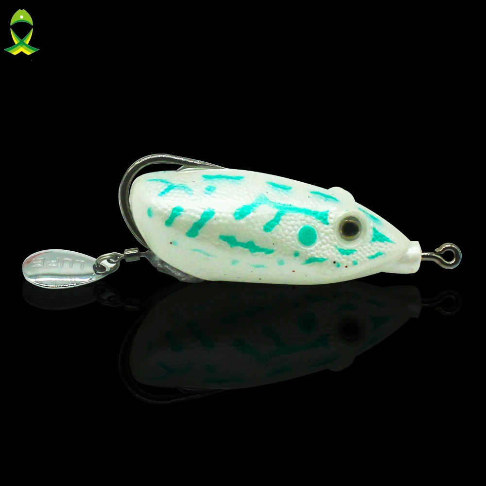 JSM-señuelo de pesca de rana, anzuelos individuales, rana de Rayo de agua superior, pececillo Artificial, manivela, cebo suave Artificial fuerte, 4 unids/lote - imagen 5