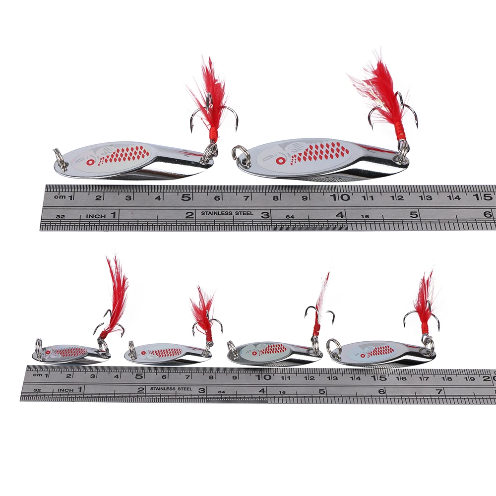 Goture-señuelo de Metal para pesca de trucha, cebo giratorio para lubina, anzuelos Mustad de acero inoxidable con pluma, cebo Artificial, 7g, 10g - imagen 2