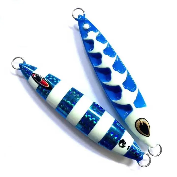 7 piezas luminosa llevar plantilla Wobblers 30g 40g 60g 100g 120g de pesca de mar profundo de Metal señuelo de Metal con cuchara de cebo duro - imagen 3