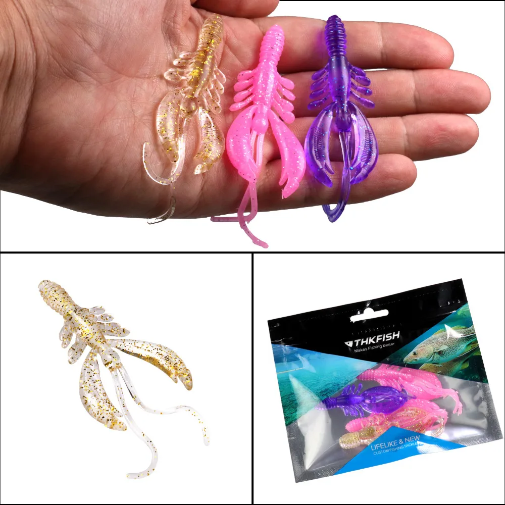 THKFISH 15 Uds señuelos de camarones blandos 75mm 3,9g cebos artificiales Swimbait Wobblers de agua dulce cebo de cangrejo suave de silicona - imagen 4