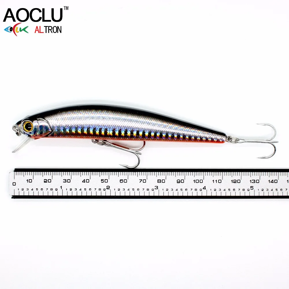 AOCLU-Señuelo de manivela de cebo duro, que se hunde pececillo, agua salada dulce, bote de bajura, pesca de playa convencional, 4 # anzuelos VMC, 110mm, 23G - imagen 3