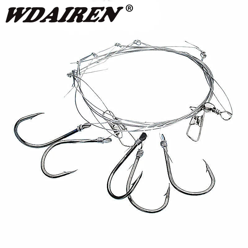WDAIREN anzuelos de acero inoxidable, aparejos de Pesca giratorios, cebos de Pesca, combinación única, gancho de cuerda con 5 ganchos pequeños